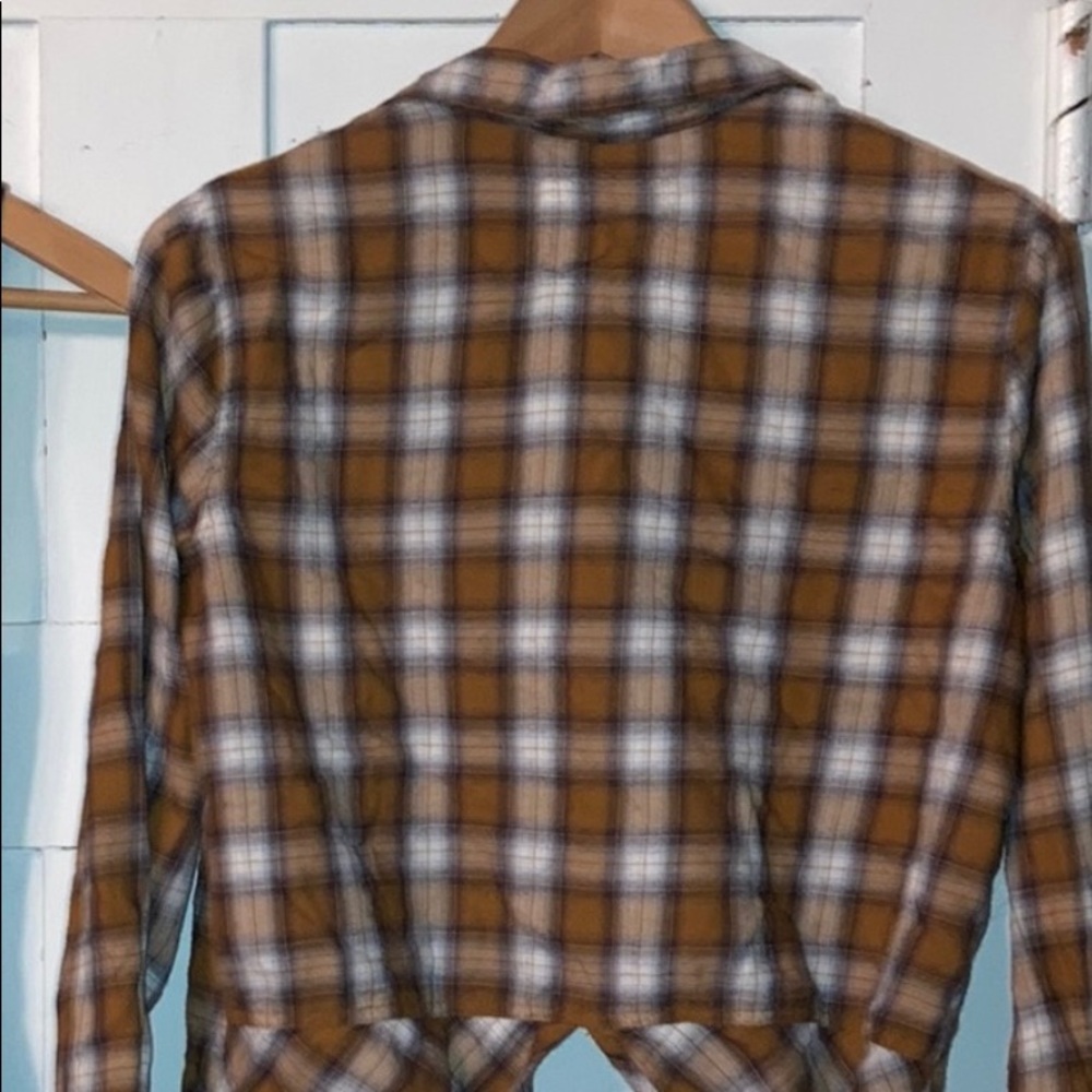 Plaid Gold White Flannel Shirt Button Down Ties Country Western Cowgirl Size S - Picture 5 of 8